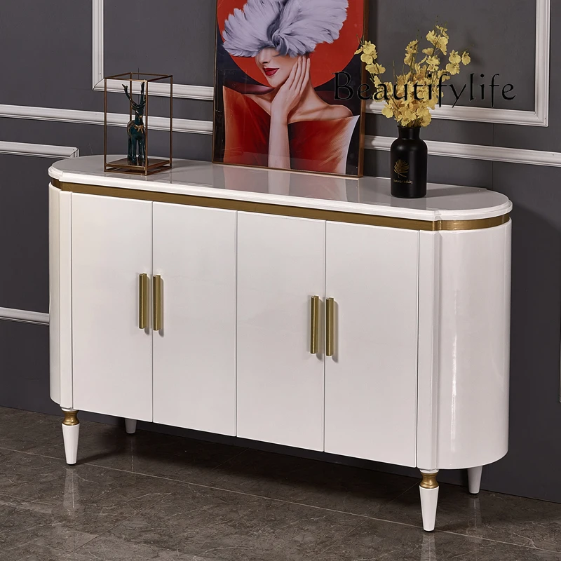 

Light luxury home entrance cabinet, paint anti-collision angle household large-capacity simple modern solid wood locker