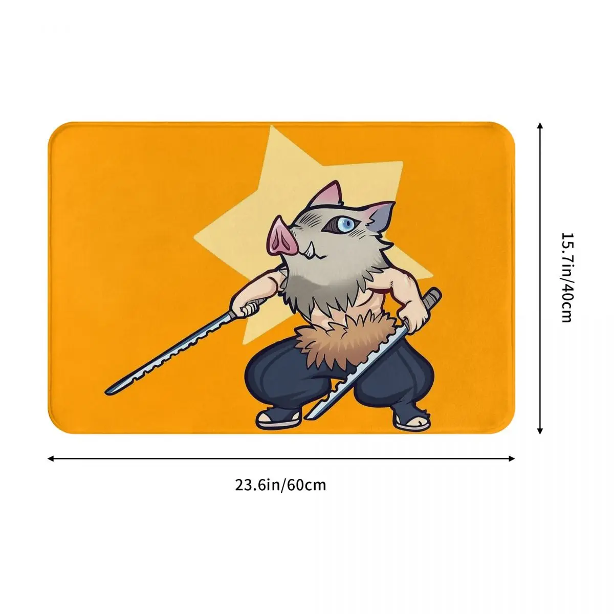 Demon Slayer Non-slip Doormat Inosuke Yellow Bath Kitchen Mat Welcome Carpet Flannel Pattern Decor