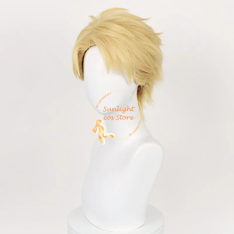 Pelucas de Anime Loid Forger de alta calidad para hombres, cabello sintético resistente al calor, gorra de peluca, Cosplay, corto, amarillo dorado, 30cm