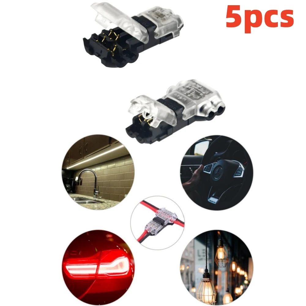 5pcs Low Voltage Wire Connectors T Tap Wire Connectors 2 Pins Wire Splice Connectors No Stripping 3 Way Wire  Fits 24-20 AWG