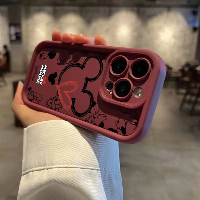 ديزني ميكي ماوس شعار لابل آيفون 17 17Air 16 16E 15 14 13 12 Mini 11 Pro Max العين سلم جراب هاتف