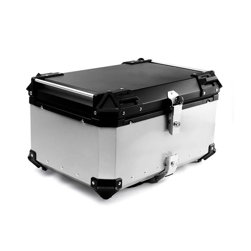 65L Luggage Rack Pannier Storage Cases Delivery Side Food Black Tail Aluminum  Motorbike Top Boxes Larger Motorcycle Trunk