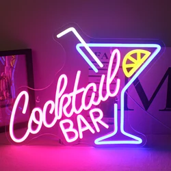 Cocktail Bar LED Neon Sign Art Wall Lights for Beer Bar Decor USB Powered LED Neon Light for Party Pub Night Club Man Cave Decor
