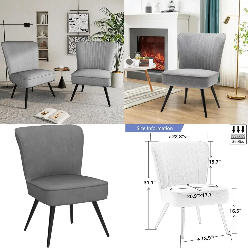 

Pair of Modern Upholstered Accent Chairs for Living Room and Bedroom, Armless Club Chairs for Guest Seating
