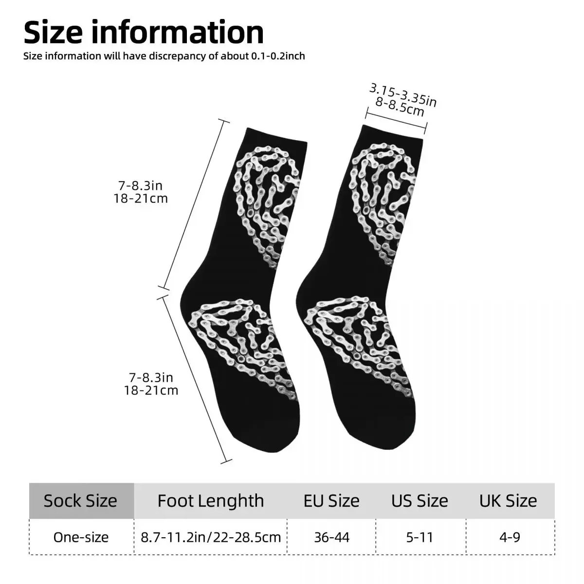 Bike Chain Heart Socks Harajuku High Quality Stockings All Season Long Socks Accessories for Unisex Gifts