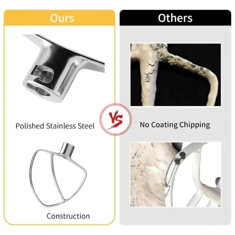D0AB Stainless Steel Flat Beater for 5.5-6QT Mixer Beater Paddle Tilt Head Stand Mixer Paddle Attachment Dishwasher Safe