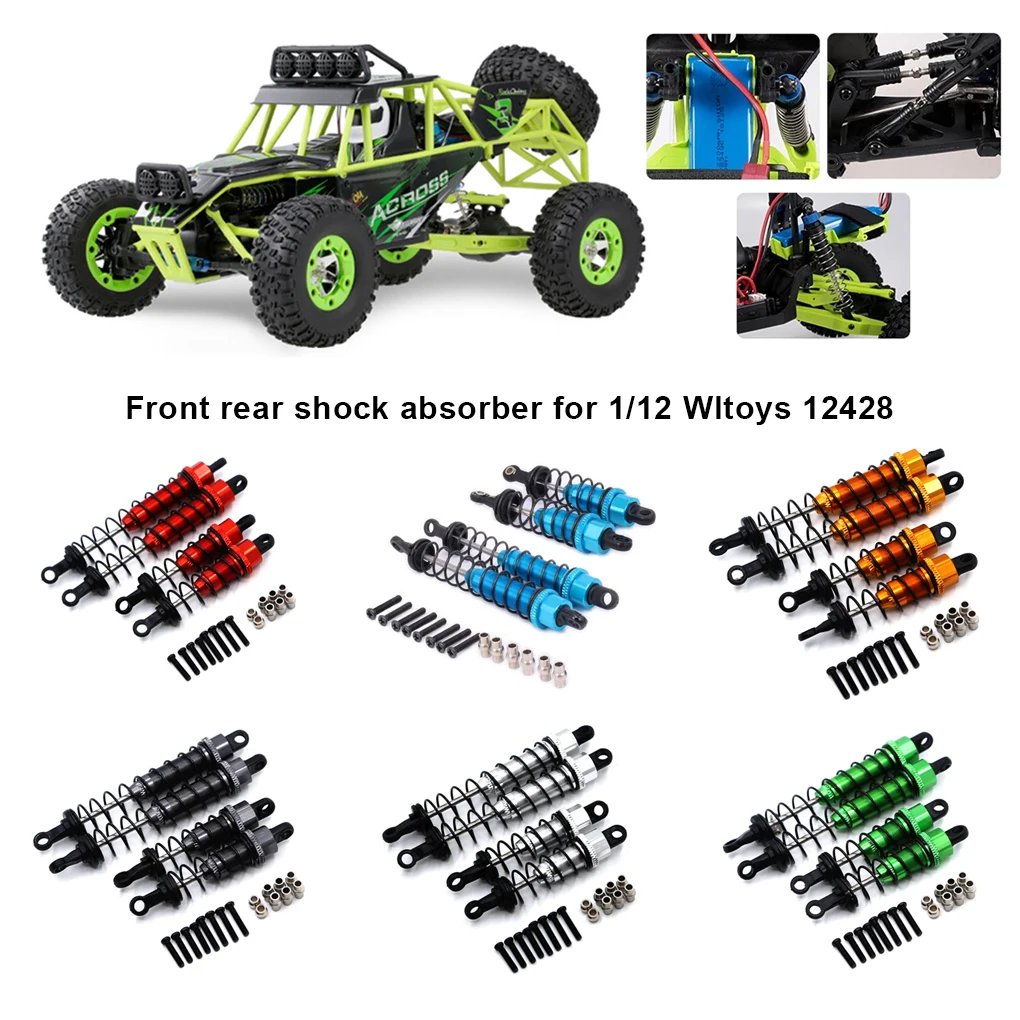 

RCGOFOLLOW 4Pieces Metal Front & Rear Shock Absorber Damper for Wltoys 12428 12429 FY-03 1/12 RC Car Upgrades Parts Accessories