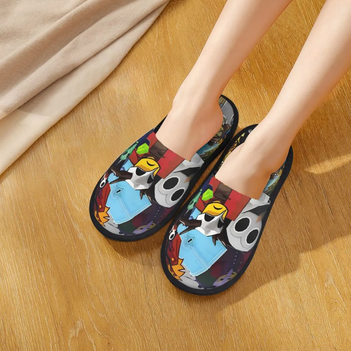 99 ليال في الغابات الشتاء نعال قماش قطنية للنساء ألعاب فيديو داخلية لينة المنزلية نِعال من الفراء الشرائح المضادة للانزلاق #2