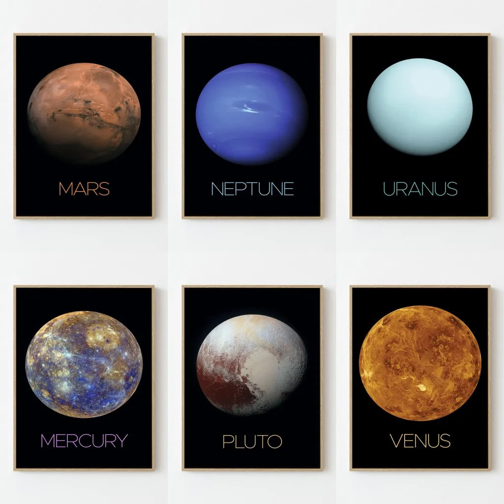 ملصق السفر إلى الفضاء لتزيين المنزل ، لوحة فنية جدارية مطبوعة من الشمس ، الكاليستو ، السيراميك ، المريخ ، المريخ ، الزئبق ، نيبتون ، بلوتو ، يورانوس ، فينوس #2