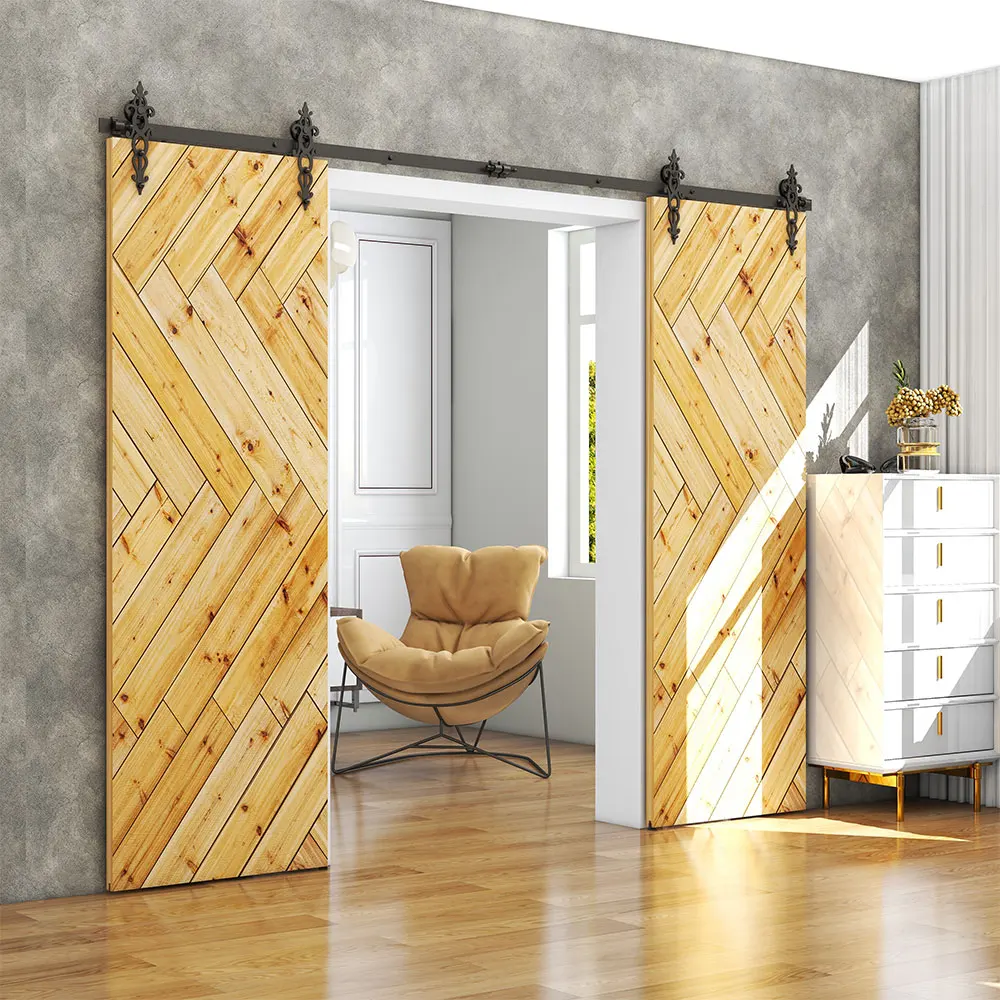 Imagem -05 - Ccjh-deslizante Kit Porta de Celeiro Hardware Heavy Duty Suave e Silencioso Fácil de Instalar Fit Painel Duplo Porta