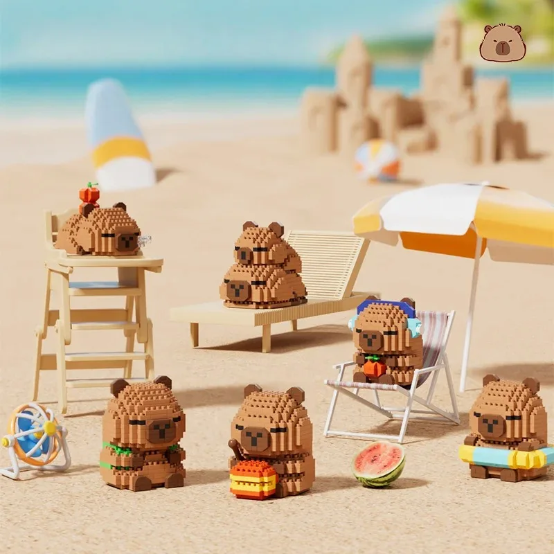 Cute Doll Kapi Capybara Bala Creative DIY Micro Building Blocks Capybara Ornaments Children's Educational Toys Man Gift