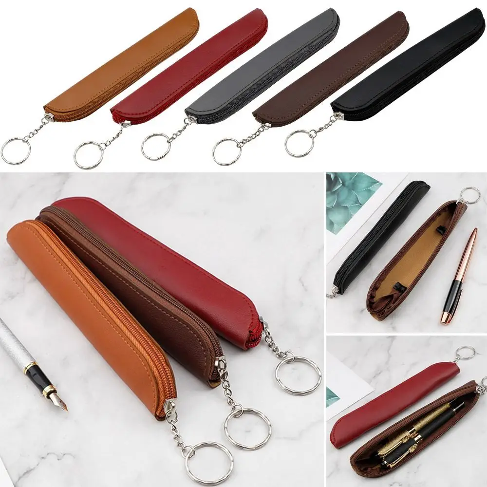 Creative Portable Pen Bag Retro Style Minimalist Tablet Stylus Protective Case PU Pencil Bag Zipper Pen Case