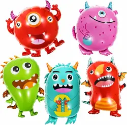 5pcs Monster Party Balloon Set Cute Monster Style Theme Birthday Party Aluminum Foil Balloon Set Decoration