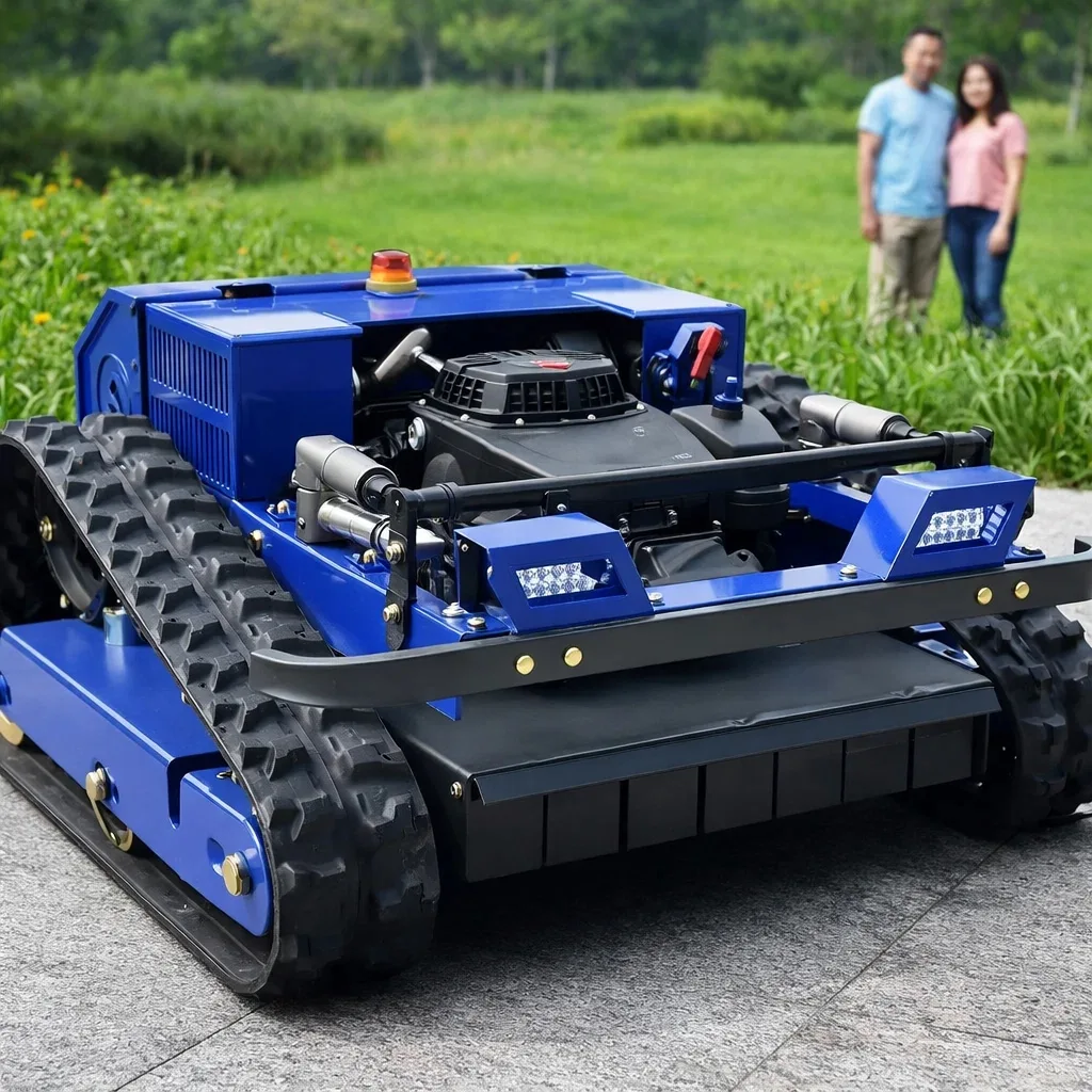 Customized 4-Stroke Engine Smart Wireless Lawn Mower Tracked All Terrain Family Helper For Forest Lawn