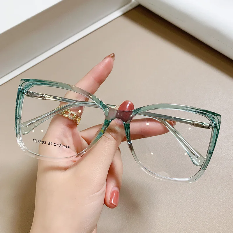 

Hot Sale Women Blue Bloking Reading Glasses Popular Fashion High Quality Square Full Frame TR90 Lightness Texture Anti-Blue-Ray