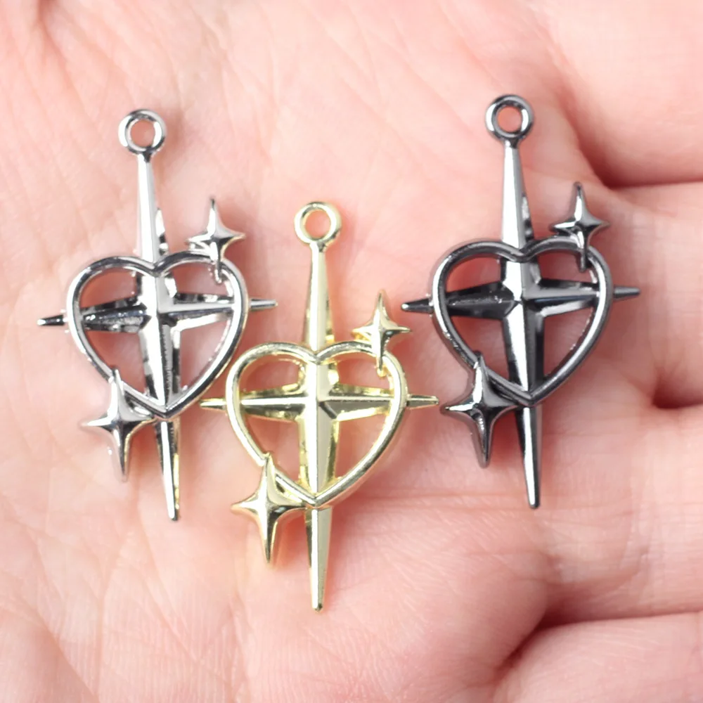 

10Pcs 17*19mm Thorn Cross Love Charms Alloy Charms For Jewelry Making Diy Bracelet Necklace Earring Handmade Accessorie Supplies