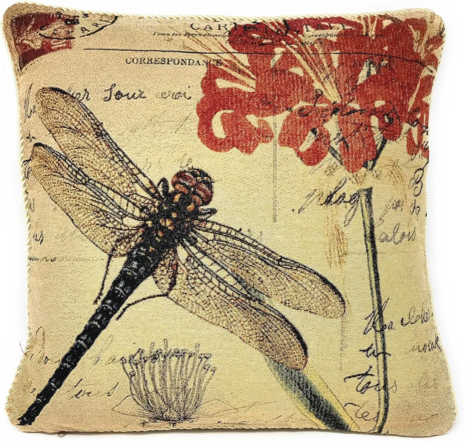 

Home Fashion 15044-1PC 1 Piece Fly High Dragon Fly Cushion Throw Pillow Cover