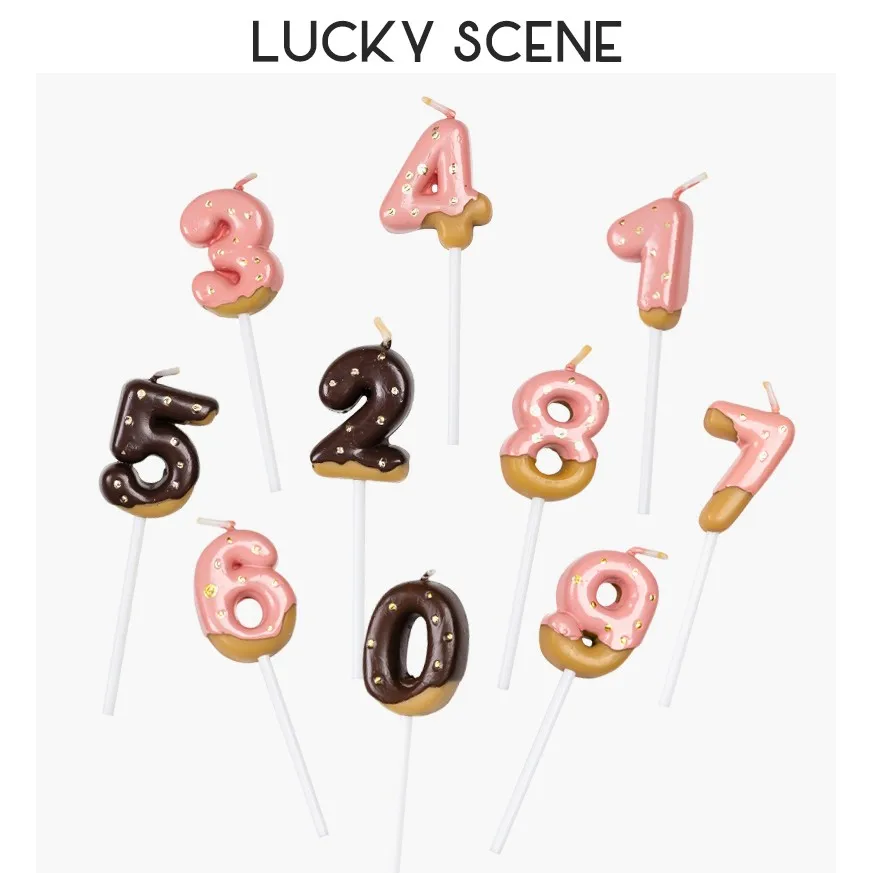 Donuts Numbers Birthday Candles Wishing Parties Chocolates Strawberries Creative Gifts S00607