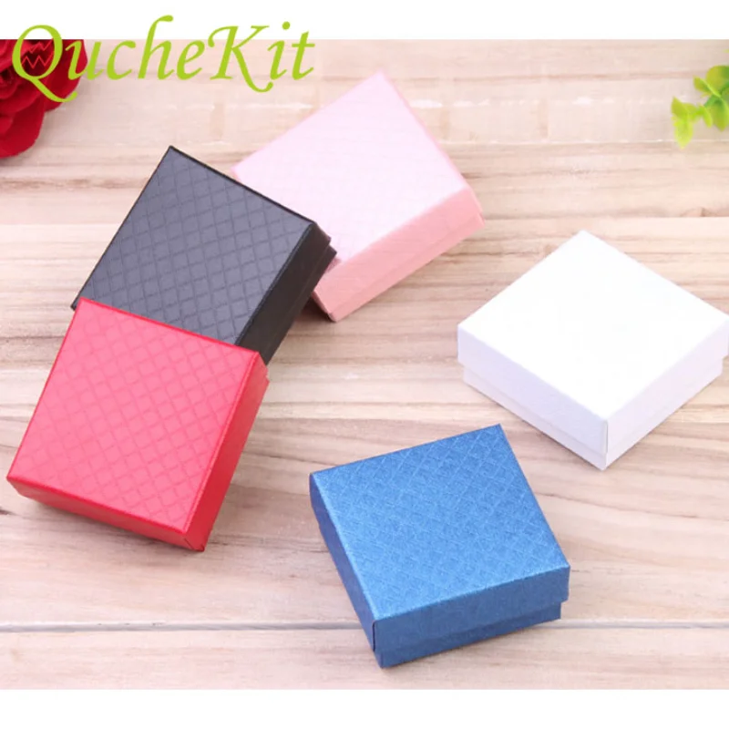 24pcs Square Paper Jewelry Gift Box Packaging Business Necklace Earring Brooch 7x7x3cm Bracelet Display Holder Jewelry Organizer