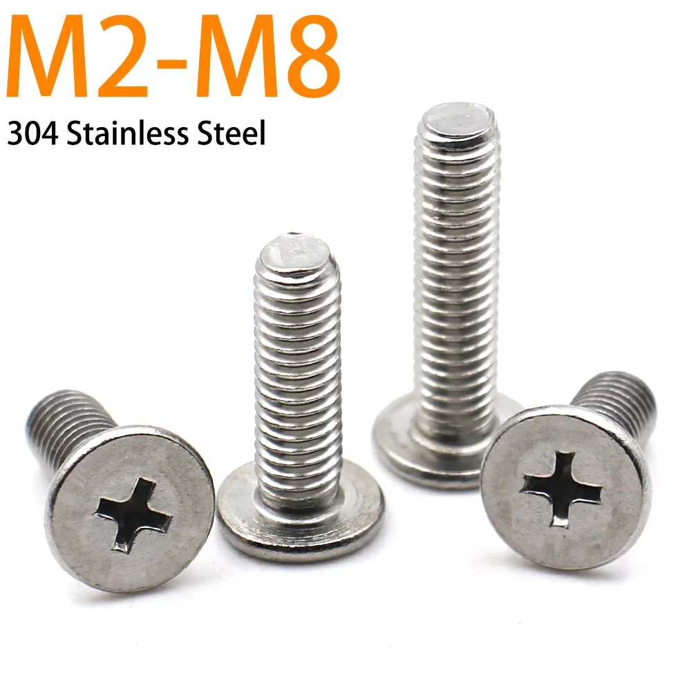 5-20PCS M2 M3 M4 M5 M6 M8 304 Stainless Steel Phillips Ultra Thin Flat Head Screw Low Profile Laptop Computer Repair Screws