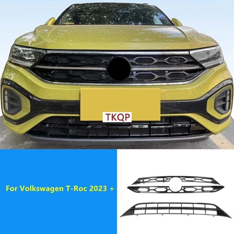 Car Style Insect Screen Proof Net For Volkswagen T-Roc 2023 + Front Bumper Water Tank Racing Grills Condenser Cover Accessories