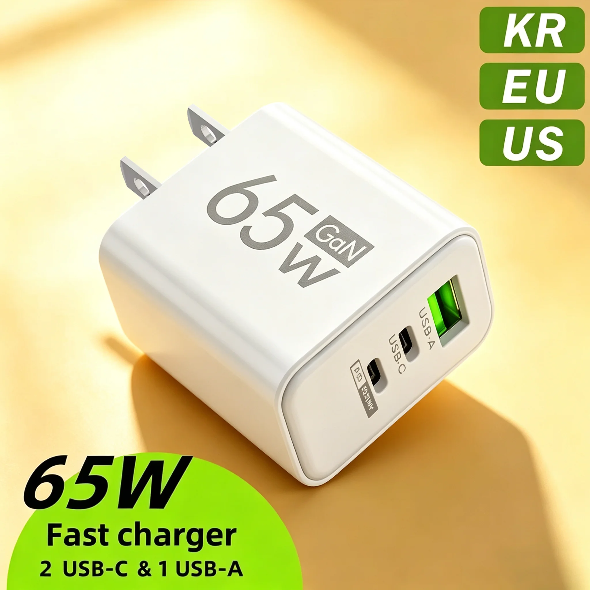 Fast Charging 65W USB-C Charger PD Quick Charge 3.0 Wall For Phone Adapter for iPhone 16 for Samsung for OnePlus