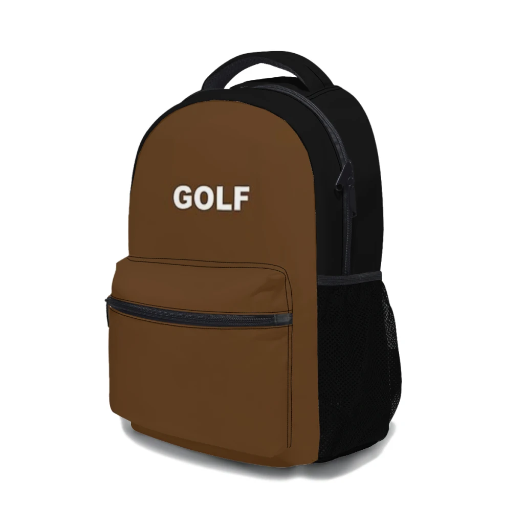 Golf Logo braun neue weibliche Mode Jungen hohe Kapazität wasserdichten College-Rucksack trend ige Mädchen Laptop Schult aschen 17 Zoll ﻿ ﻿