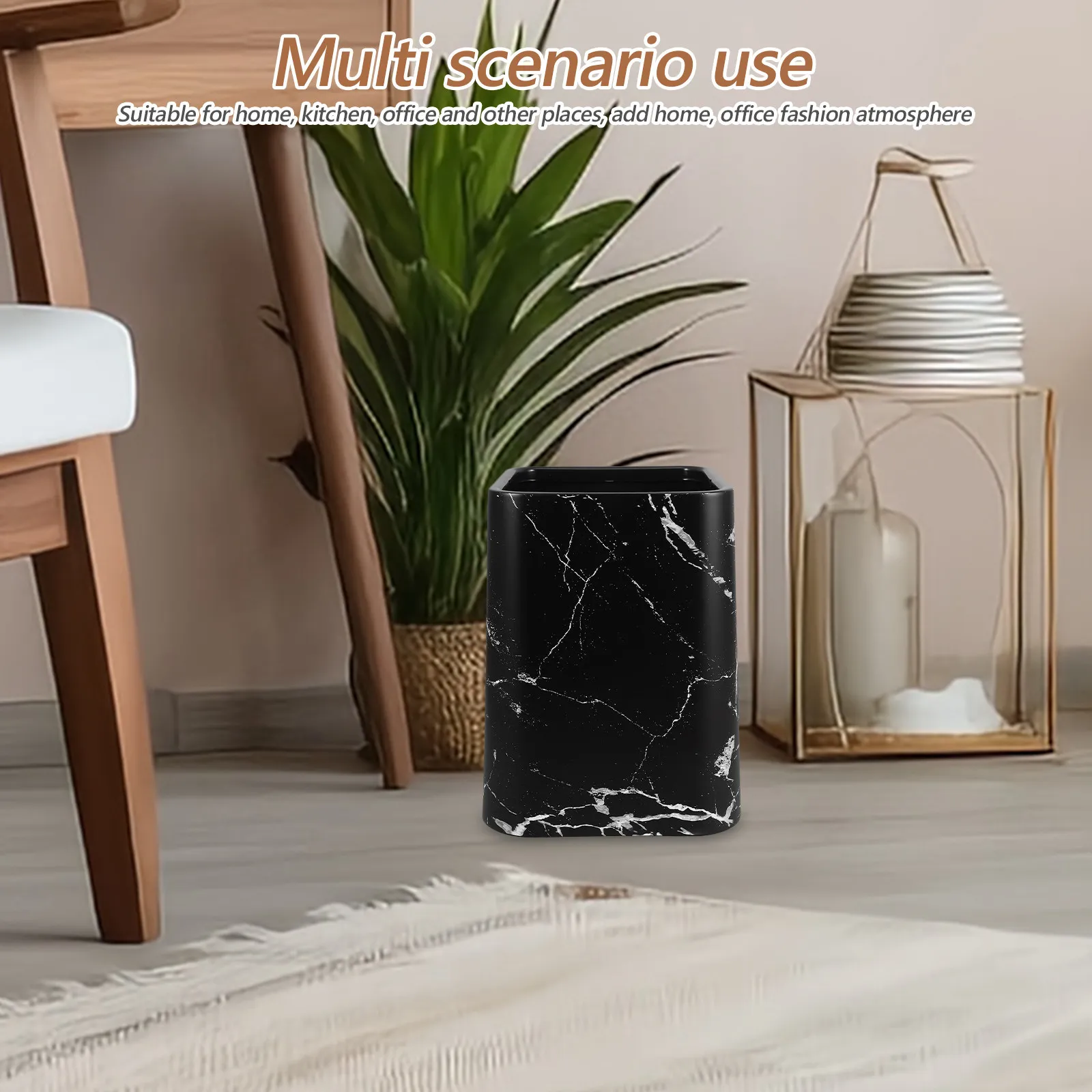 

Modern Marble Trash Can Double Layer Large Opening Sturdy PP Material Waste Basket for Bathroom Kitchen Bedroom Office Marble