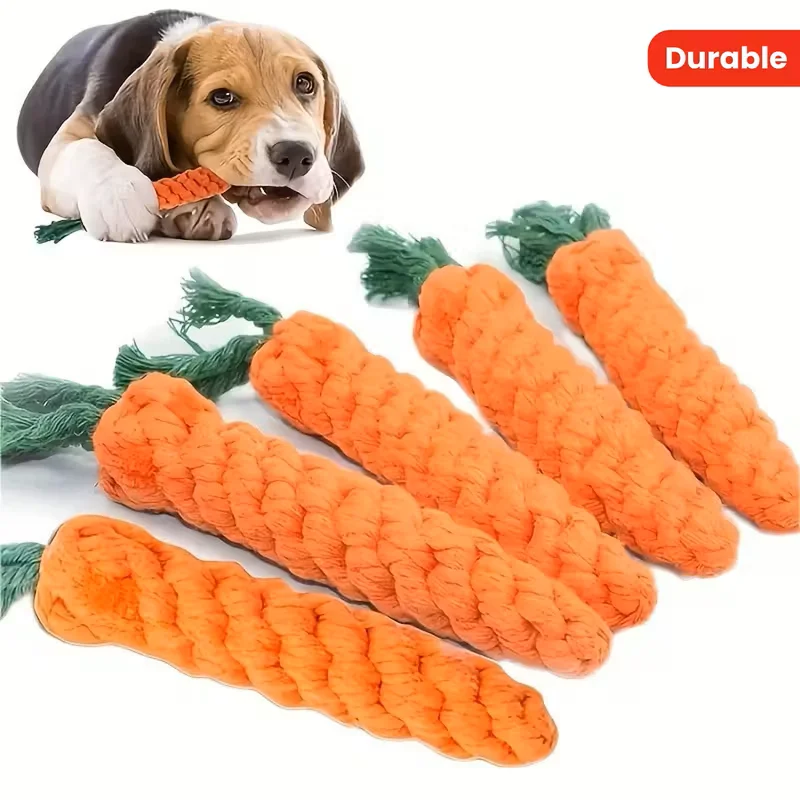Strapazierfähiges und reißfestes Hundespielzeug in Karottenform mit Quasten, geeignet für alle Rassen und Hundegrößen, aus Leinenmaterial