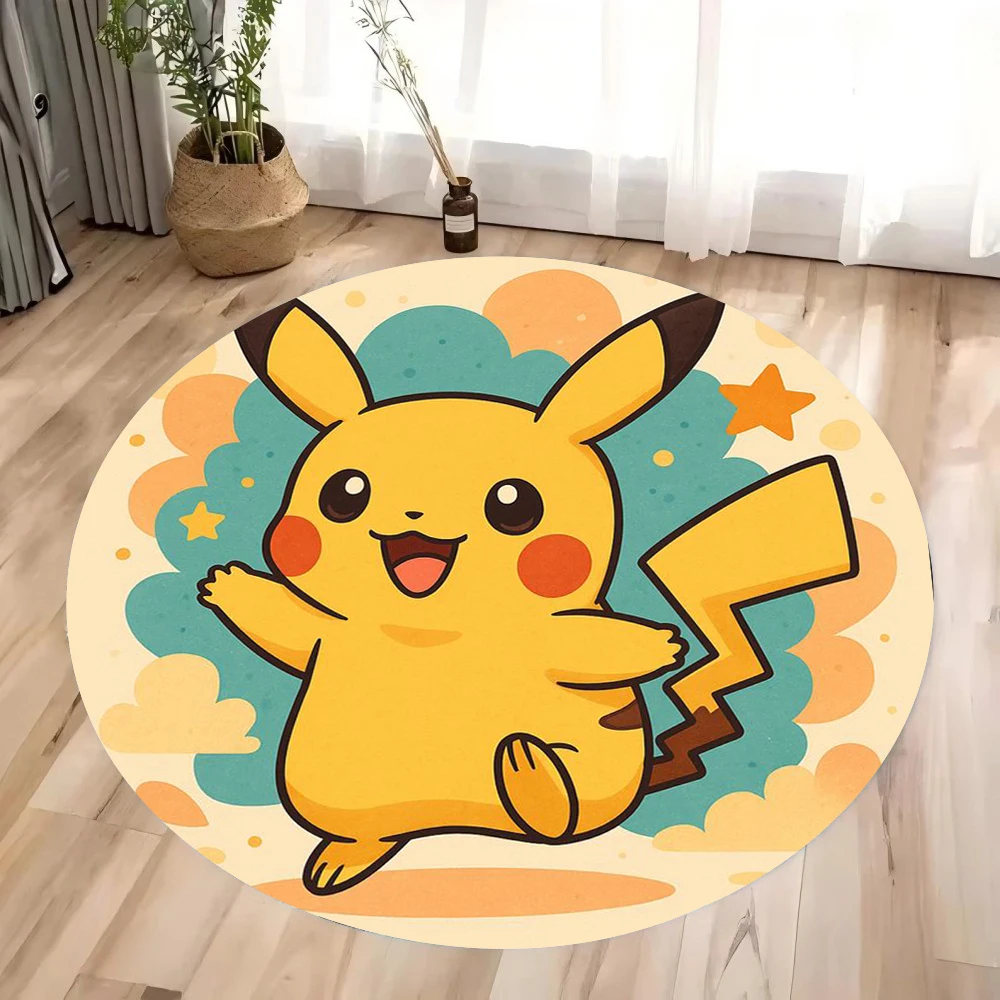 

MINISO Disney Vintage Pikachu Printed Circular Carpet Soft and Comfortable Exquisite Living Room Bedroom Entry Chair Gift Rug
