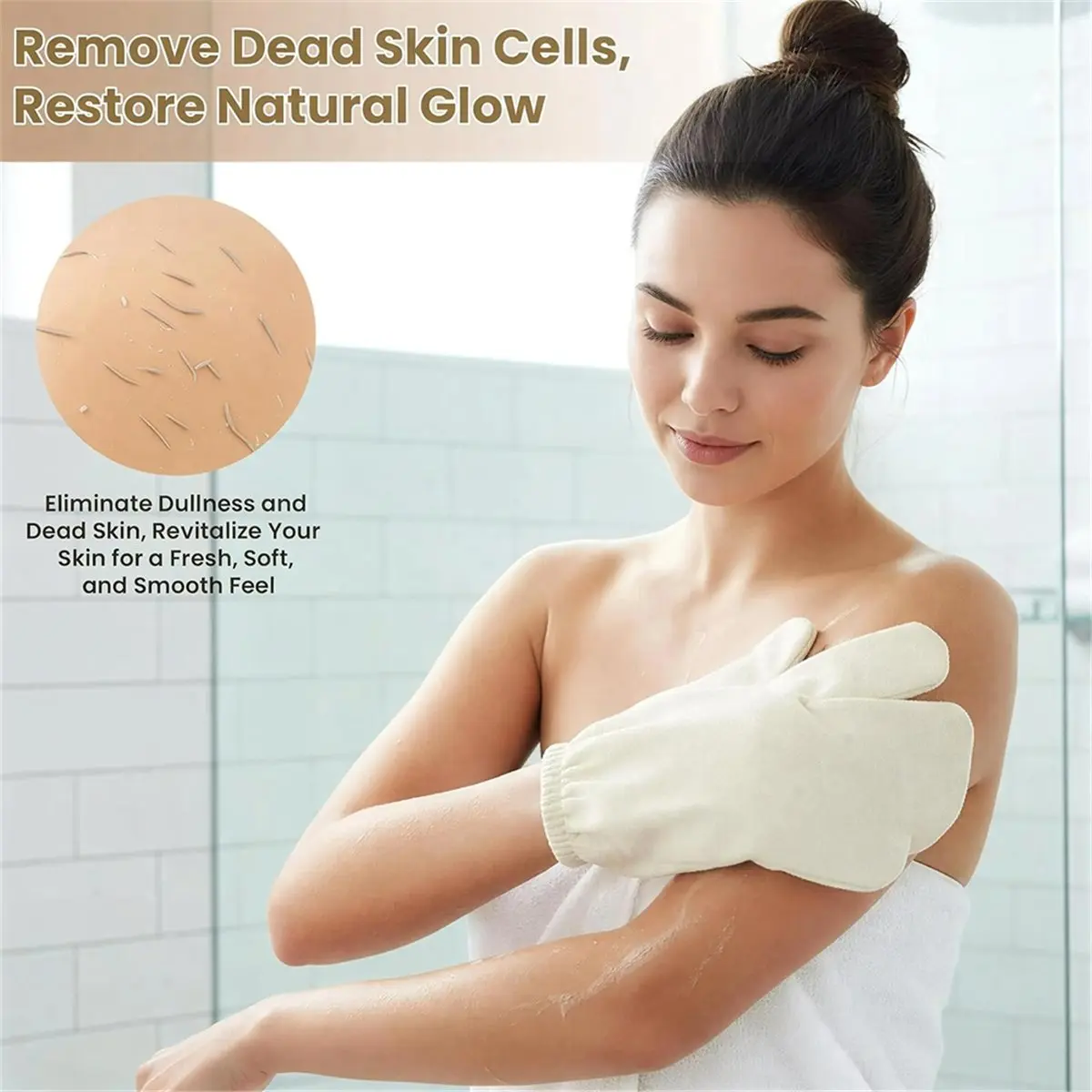 update. Massage Exfoliating Gloves with Elastic Wrist Bands for Dry Brushing, Lymphatic Drainage & Skin Rejuvenation (4 Pcs)