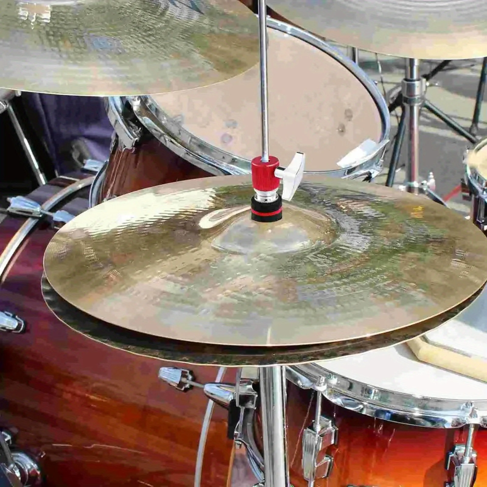 Drum Hi-Hat Clutch for Drum Sets - Jazz Drum Cymbal Separator Holder - Available in Red