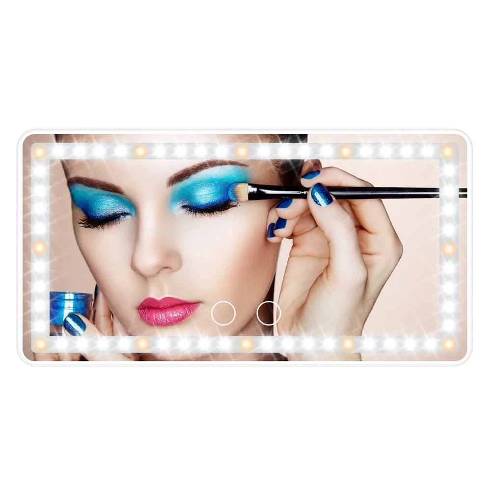 

Car Rear View Sun-Shading Travel Cosmetic Mirror, Makeup Mirror With 3 Light Modes & 60 LEDs, Rechargeable Led Light Mirror With