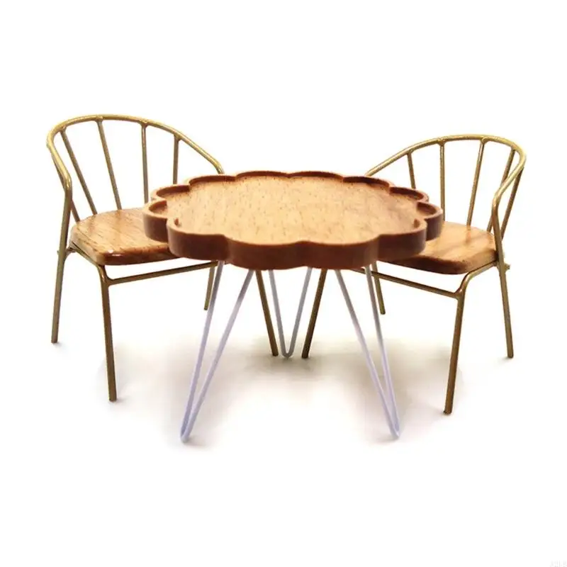 Miniatuurtafel en stoelset Poppenhuismeubilair voor kinderen Fantasiespel Poppenhuis Buitenscène Displayaccessoires A2UB