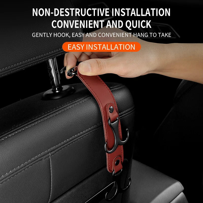 2Pcs Multifunctional Dual Hook Car Seat Headrest Flip-Flop Hidden Storage Mount for Interior Practical Organization Accessories