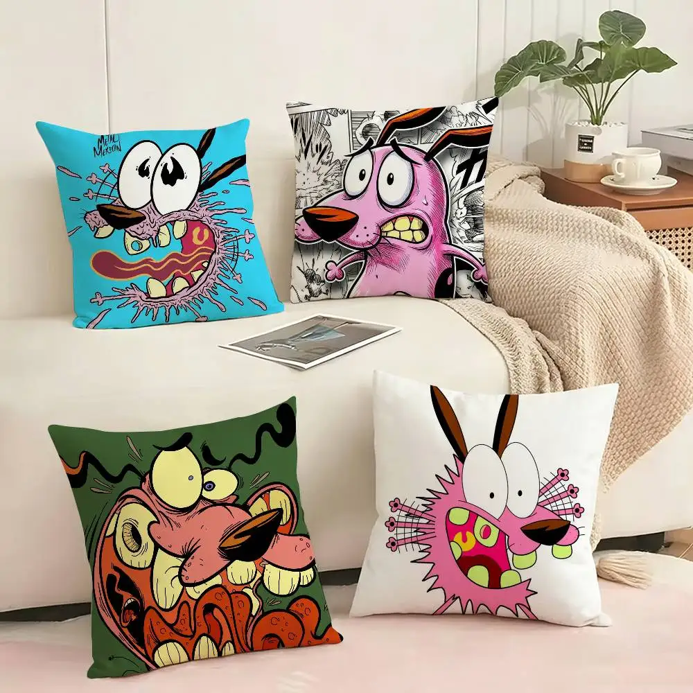 Courage the Cowardly Dog  Pillow Case Square Double-Sided Sofa Cushion Cover Bedroom Bedside Pillow Gift