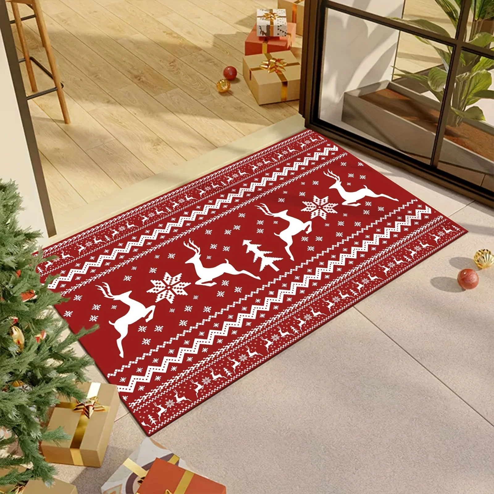 

Christmas Tree Elk Welcome Door Mats Room Decor Kitchen Floor Mat Kitchen Hallway Balcony Rugs Christmas Party Decorations