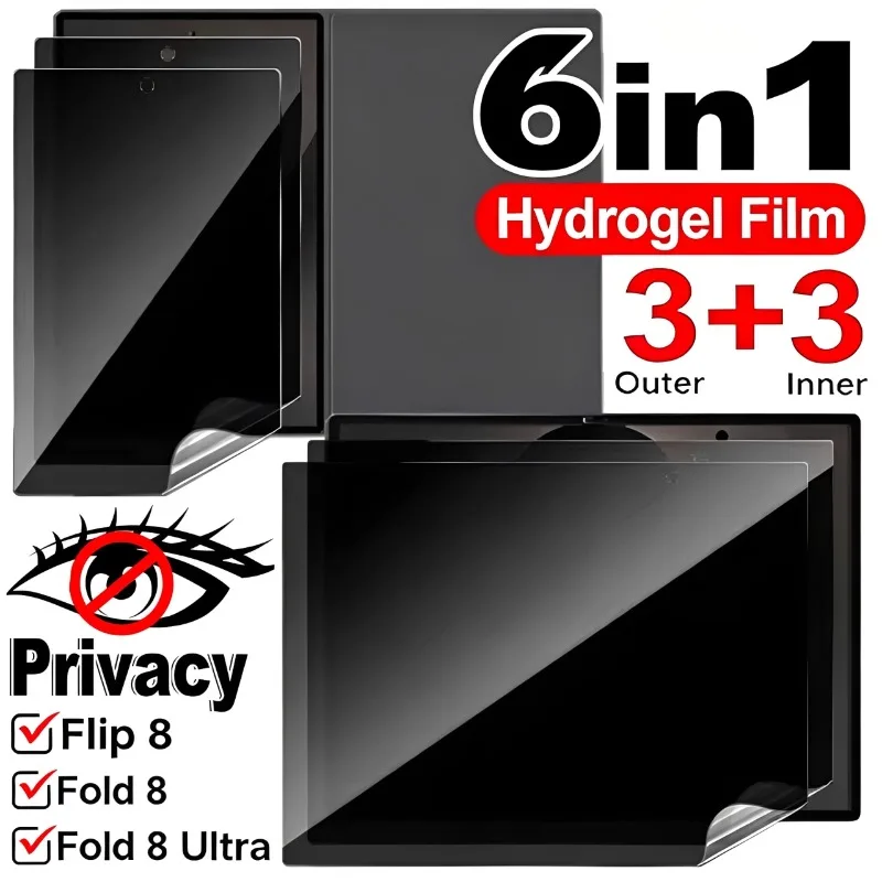 6-в-1 Защитная пленка для Samsung Galaxy Z Fold8 Ultra Fold 8 с функцией конфиденциальности, антишпионская, премиум-класса, гибкая гидрогелевая пленка из ТПУ.