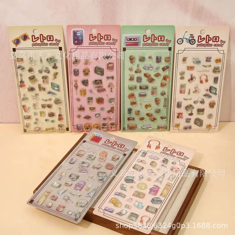 60pcs Japanese 3d Solid Relief Crystal Sticker Cute Diy Phone Case Decoration Children'S Waterproof Handbook Sticker Gifts