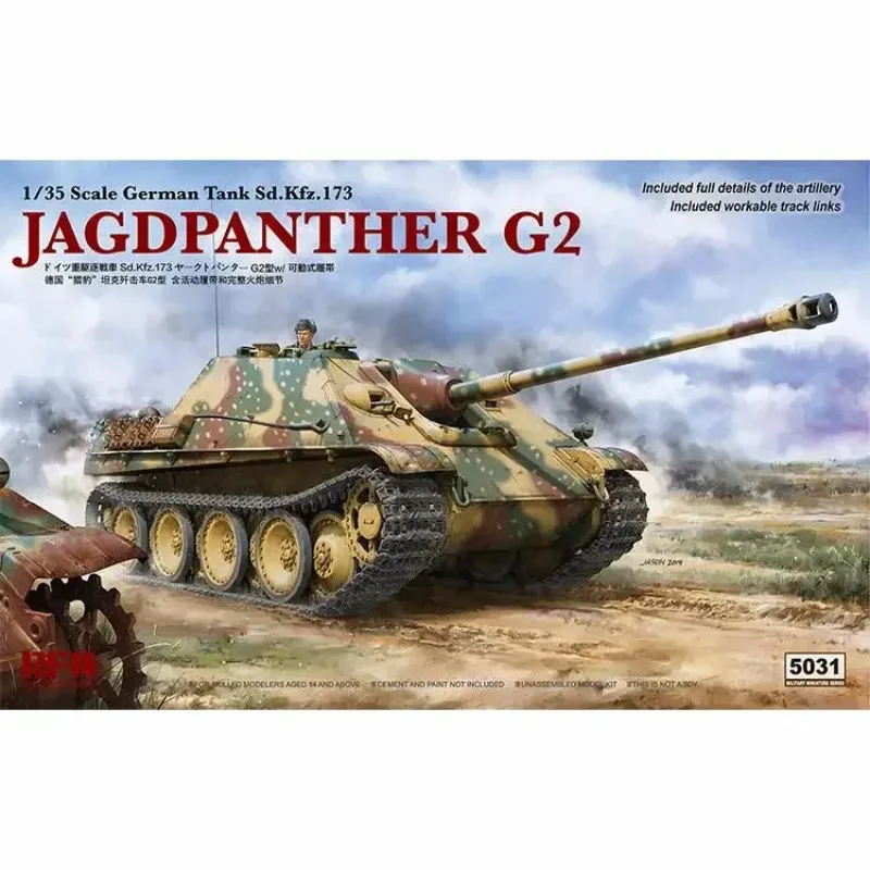 

Модель Rye Field RFM5031, масштаб 1/35, немецкий танк Sd.Kfz.173 Jagdpanther G2, комплект пластиковой модели для сборки, с рабочими гусеничными звеньями