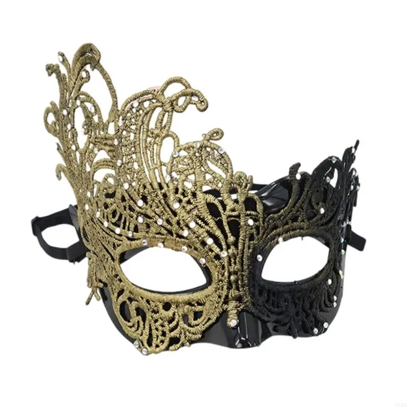 Breathable Half Face Covering With Delicate Lace Artwork Face Mask Comfortable Elastic Band Party Accessory 6XDA