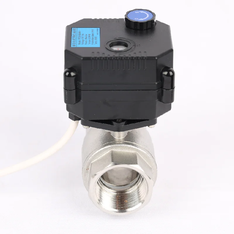 DN25 2 Way Stainless Steel Mini Electric Control Motorized Actuator Ball Valve With Manual Function And Position Indicator