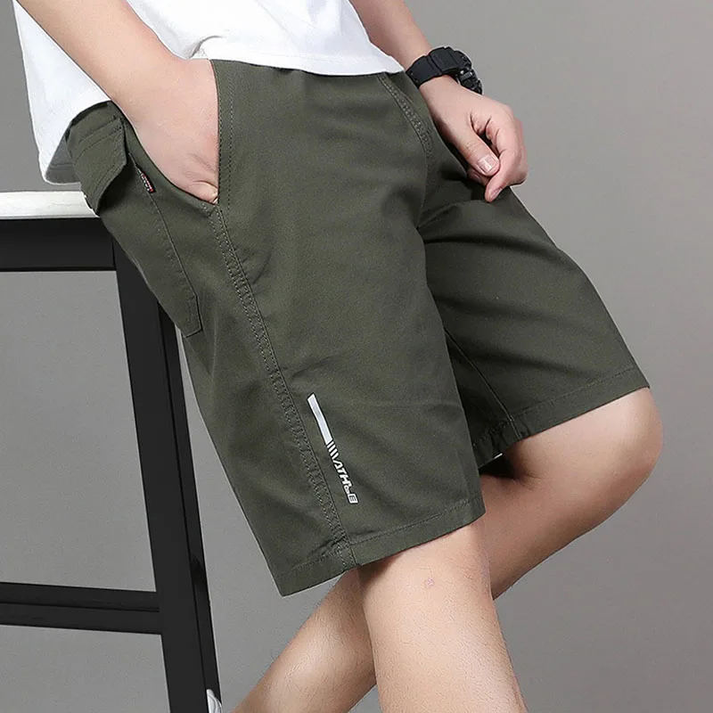 Cotton Cargo Shorts Men's Lightweight Breathable Solid Color Drawstring Waist Sports Jogging Shorts Casual Summer Work Shorts