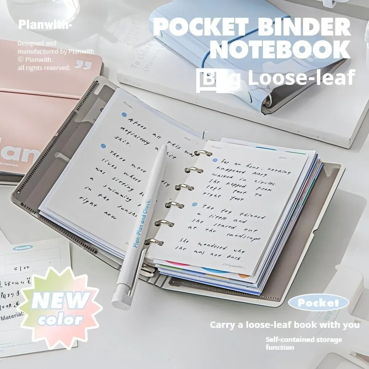 A7 Mini Notebook - 44 Sheet Loose Leaf Scrapbook Planner - Portable 6-Ring Binder for Students & Professionals