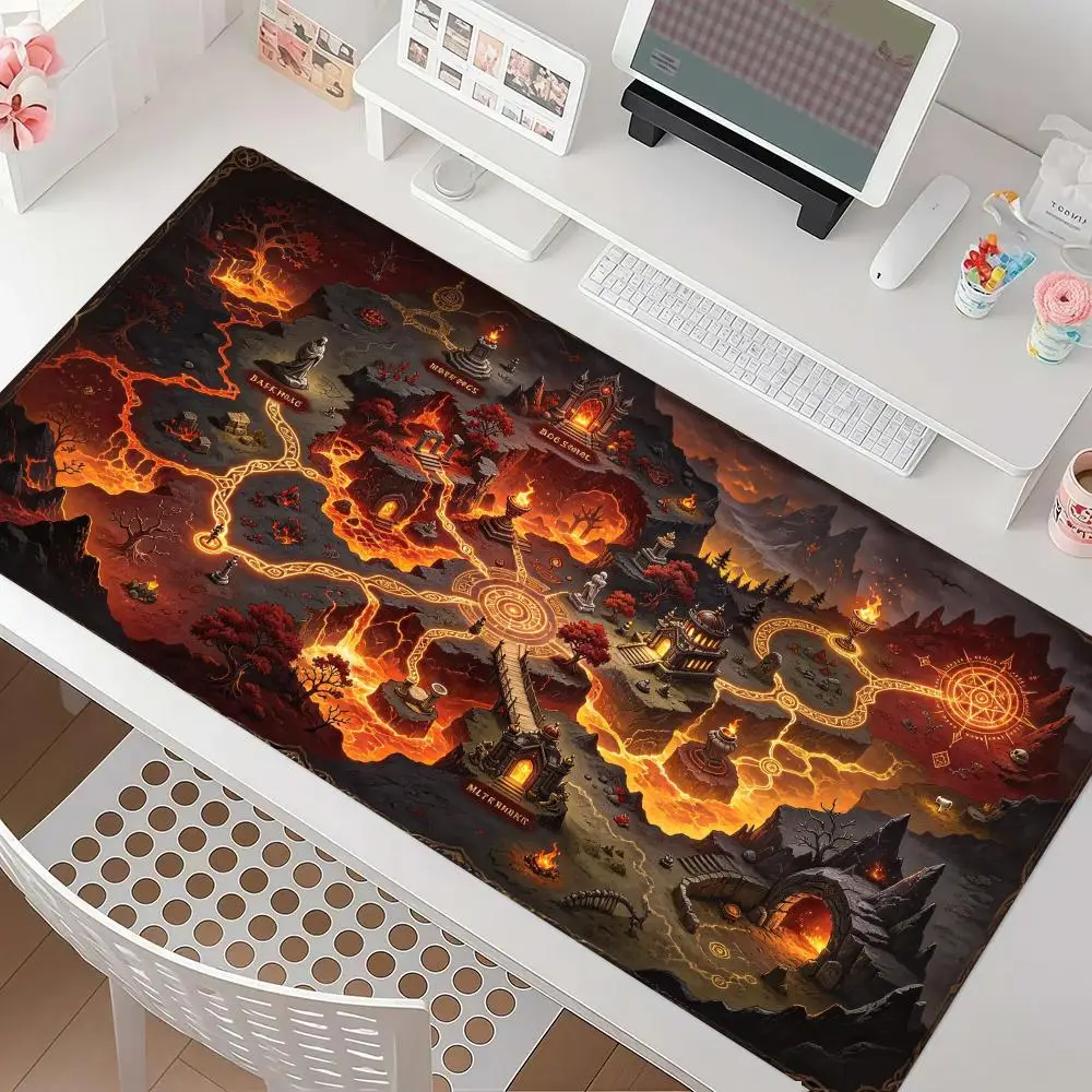 Magma Octopus Abyss Gaming Mouse Pad Stitched Edges Large Size Smooth Cloth Surface For Student Dorm