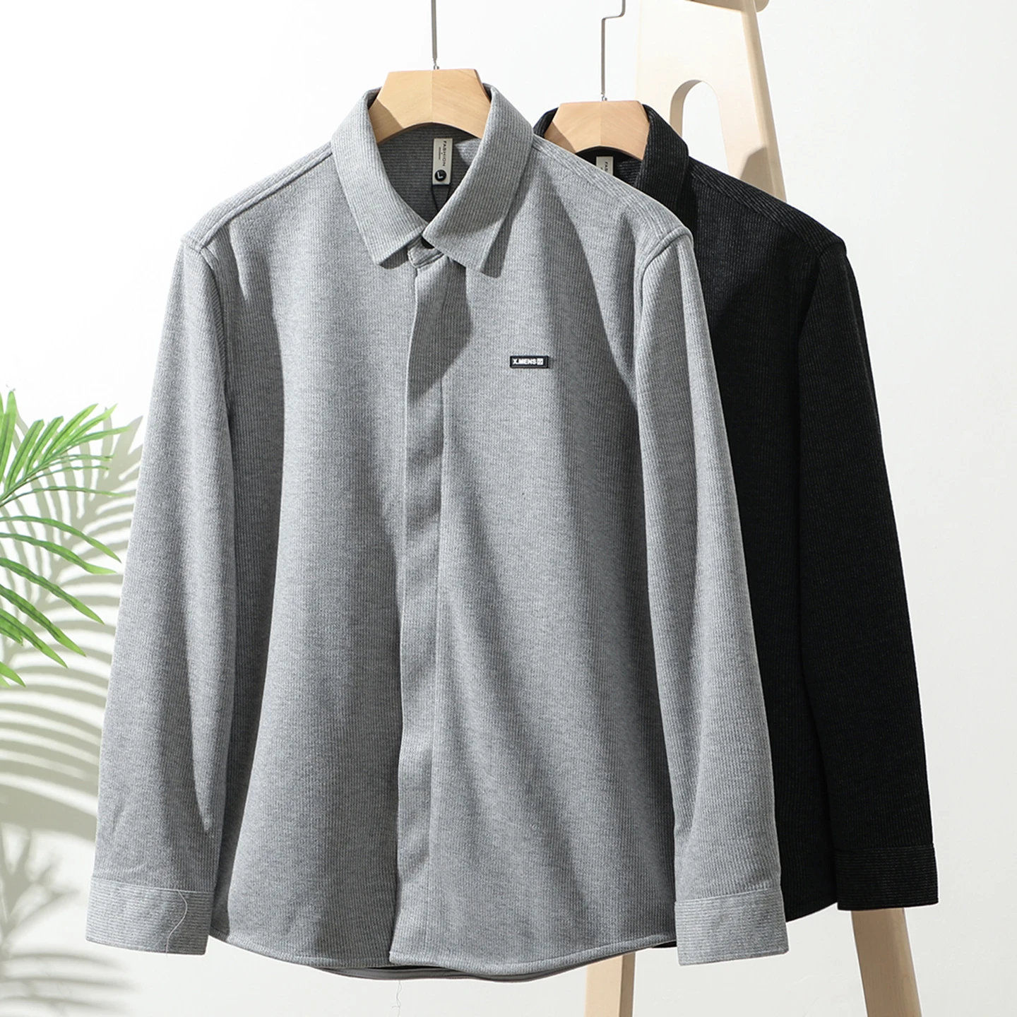 

High-End Acetate Wool Blend Knitted irt Jaet Long Sve Stand Collar Warm Thi Autumn Winter Men's Faion Ci Sle