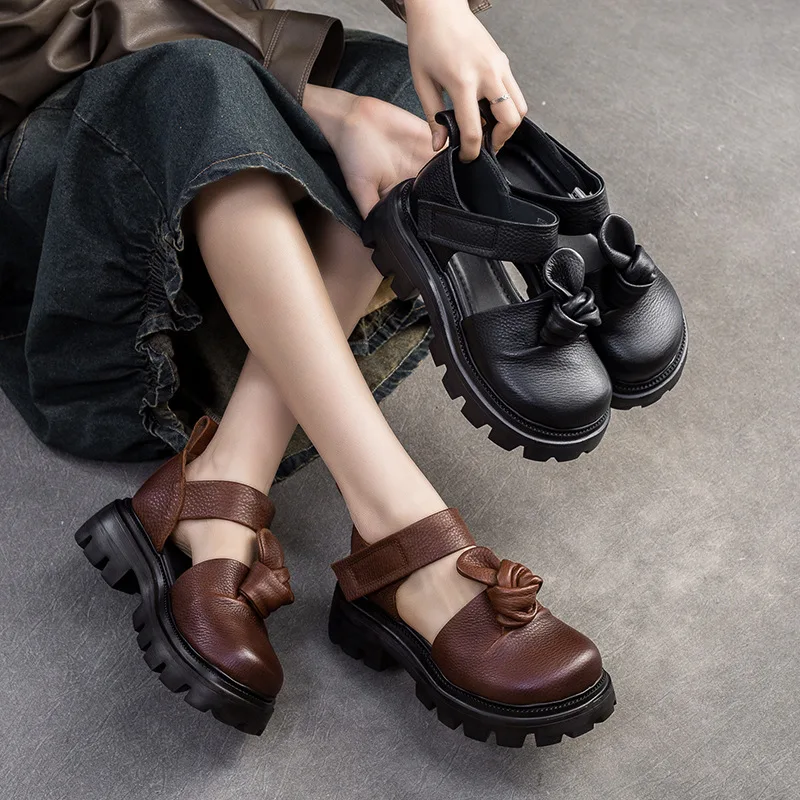 

Женские туфли в стиле Лолита из натуральной кожи на платформе, туфли Мэри Джейн, женские туфли на массивном каблуке в японском стиле, винтажные туфли на толстом каблуке, большие размеры 40