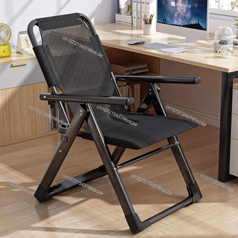 9 Position Foldable Recliner Chair Heavy Metal Breath Mesh Portable Office Napping Lounge For Home Balcony Patio Garden Leisure