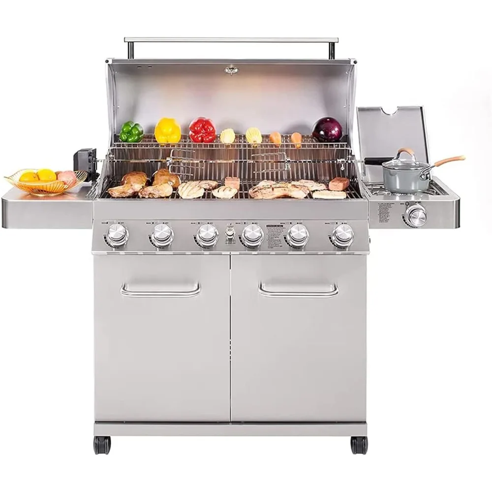 

Barbecue grill,Burner Stainless Steel Cabinet Style Propane Gas Grill with LED Controls,Burner,Rotisserie Kit,Barbecue grill