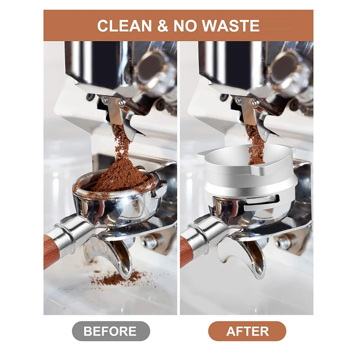 Embudo dosificador de café de 54mm, anillo dosificador de aluminio manos libres y accesorios de Espresso para Breville Barista portafiltros de 54mm